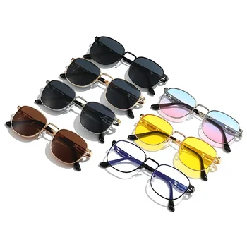 Новые солнцезащитные очки с ультрафиолетовым излучением, индивидуальные очки в стиле стимпанк, модные квадратные солнцезащитные очки для мужчин и женщин, одинаковые