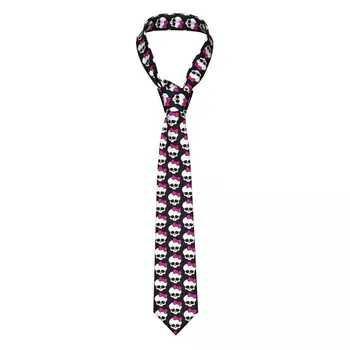 Изготовленный на заказ Готический Розовый галстук с черепом для мужчин, классические шелковые офисные галстуки из аниме 