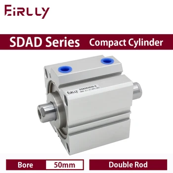 Двухштоковый компактный цилиндр серии SDAD диаметром 50 мм, ходом 5 ~ 100 мм SDAD50X20 SDAD50X20-B SDAD50X50-S SDAD50X80-S-B