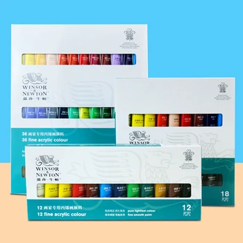Winsor & Newton Fine Acrylic Color Set 10 мл Высококачественной акриловой краски 12/18/24/36 цветов, Принадлежности для рисования художника