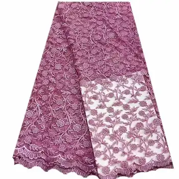 Французский тюль Кружевная ткань 5 ярдов Вышитая Нигерийская кружевная ткань Высококачественная Африканская кружевная ткань для женского платья CD