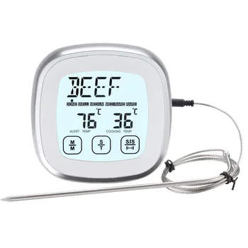 Цифровой Термометр для Мяса для Приготовления Пищи на Кухне в Духовке-Гриль Мгновенный Датчик Температуры с Металлическими Проводными Зондами