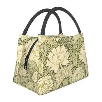 Винтажная хризантема От William Morris, изолированная сумка для ланча, портативный Бохохический цветочный холодильник, термальная коробка для бенто, Рабочая коробка для пикника