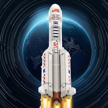 Gobricks MOC Space 1:110 Long March 5 Набор строительных блоков для запуска ракеты, Игрушки для исследования космического спутника, Кирпичные Игрушки для детей в подарок