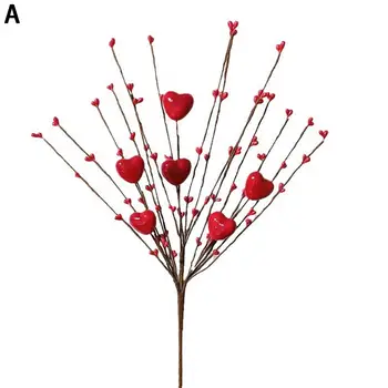 Долговечные искусственные цветы на День Святого Валентина Букет из искусственных красных ягод в форме сердца для домашнего декора, Новоселье