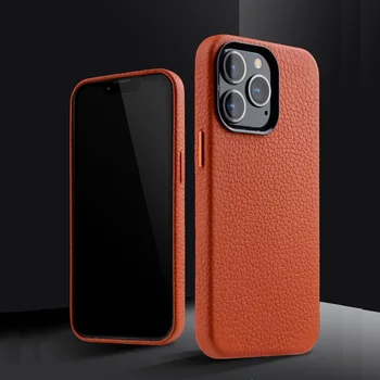 Melkco импортировала кожаный чехол премиум-класса для iPhone 13 14 Pro Max Mini из натуральной воловьей кожи, кольцо для бизнес-камеры, полное покрытие задней крышки