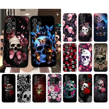 Чехол для телефона Samsung Galaxy A73 A13 A14 A32 A71 A33 A52 A53 A72 A51 A22 A23 A34 A54 с черепом, Розой и бабочкой, чехол Funda