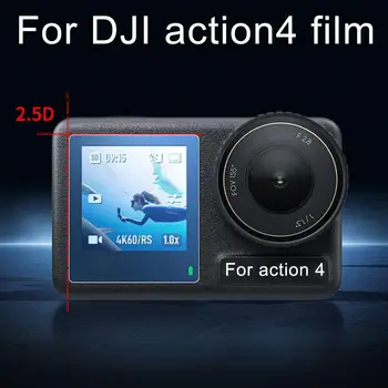 3в1 для dji Action 4 Прозрачный ультратонкий объектив камеры с полным покрытием / ЖК-экран 2.5D Защитная пленка из закаленного стекла Спереди и сзади