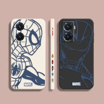 Чехол для VIVO Y55S Y31 Y55 Y35 Y51S Y73S 5G Y83 Y93 Z3 Z5X Z6 Цветной Простой Жидкий Силиконовый Чехол Marvel's Iron Spider-Man
