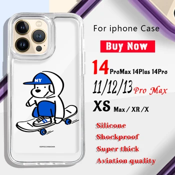 Ins Иллюстрация Skate Dog Funda Для iphone 11 12 13 14 Pro Max Чехол Мягкий Противоударный Чехол XS Max X XR Прозрачный Бампер Coque