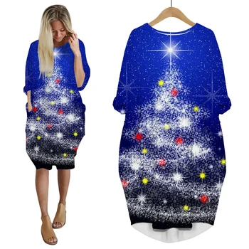 CLOOCL Веселое Рождественское платье с 3D принтом Рождественской елки, уличная одежда, женские платья, винтажная одежда с длинным рукавом, прямая поставка