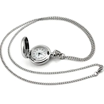 Пара моделей классические модные ретро кварцевые карманные часы с маленьким серебряным цветком лотоса и синим цветком