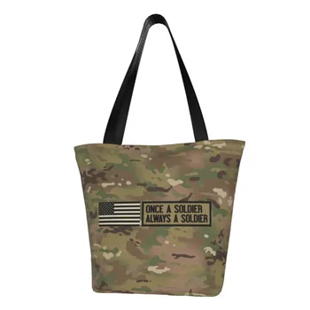 Однажды солдат, солдатская сумка для покупок, холщовая сумка-тоут, портативные камуфляжные сумки для покупок