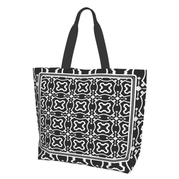 Женские сумки-тоут в черно-белую клетку, многоразовые продуктовые сумки, большие хозяйственные сумки
