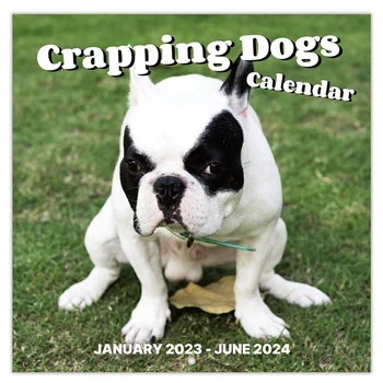 1 Штука Настенный календарь на 2024 год-Календарь на 2024 год 12 Ежемесячных какающих собак Календарь на 2024 год Забавные подарки с кляпами