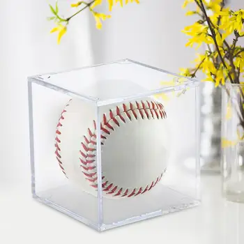 Прозрачная Акриловая Бейсбольная коробка, Витрина для памятных вещей, Прозрачный Кубический Держатель для бейсбола