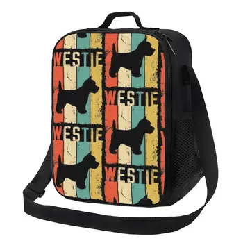 Ретро-сумка для ланча Westie Puppy для работы и школы для собаки Вест Хайленд Уайт Терьер Портативный термоохладитель Bento Box для детей