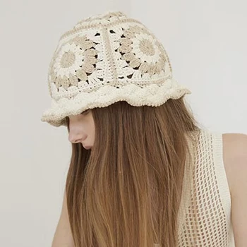 Новая Модная женская шляпа-ведро с винтажным цветком в пляжном стиле Бохо ручной работы