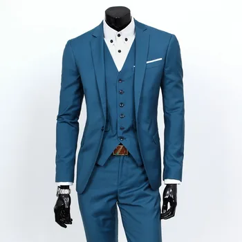 Большие размеры 6XL-S (куртка + брюки + жилет) Высококачественные мужские костюмы, приталенный однотонный вечерний костюм, деловые свадебные смокинги