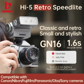 Цветная Вспышка JINBEI Hi5 Ретро Speedlite GN16 6000 ±200K 7 Уровней Универсальная для Canon Nikon Fuji Oba Sony Panasonic Photo