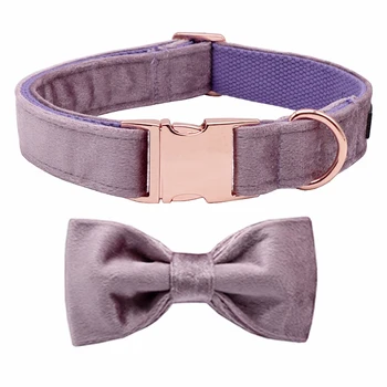 Уникальный стиль Лап, светло-фиолетовый Бархатный Мягкий ошейник с галстуком-бабочкой и поводок в подарок для собак и кошек