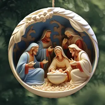 Рождественская елка Кулон Иисус Христос Подвесные Украшения 2D Акриловые Вечерние украшения Подвески для рождественской сцены