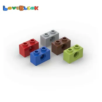 Технический кирпич LoveBlock 1x2 с отверстиями, строительные блоки, детали MOC, игрушки 
