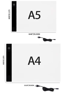 Размер A4/A5 Трехуровневая светодиодная панель USB с регулируемой яркостью, планшет для защиты глаз, облегчающий алмазную роспись, Инструменты для вышивания, аксессуары