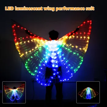 Светодиодные крылья ангела подсвечивают крылья бабочки с помощью 2 телескопических палочек Красочные крылья бабочки Костюмы для танца живота Крылья с 3