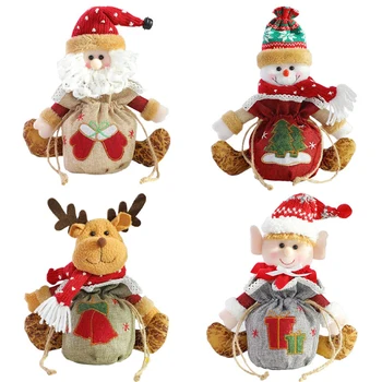 Новые рождественские украшения, 1 шт., трехмерная кукла, мешковина, Рождественские украшения для дома, Льняная подарочная сумка на шнурке