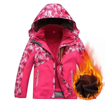Детская зимняя куртка для снега, уличная Ветрозащитная Водонепроницаемая Съемная детская флисовая теплая верхняя одежда для мальчиков и девочек, пальто для катания на сноуборде и лыжах