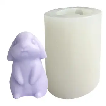 Мультяшная силиконовая форма из смолы, ароматическая свеча, ароматизированный гипсовый кролик, силиконовая форма, имитация кролика, инструменты для украшения торта