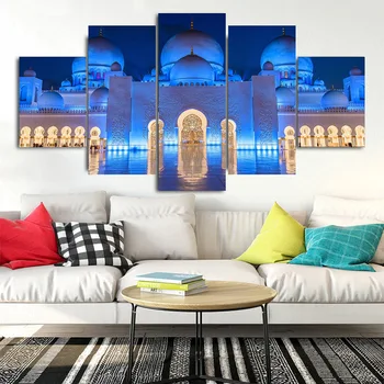Алмазная вышивка, 5 предметов исламской архитектуры мечети, полная алмазная живопись своими руками, квадратные круглые мусульманские наклейки на стену ZP-3794