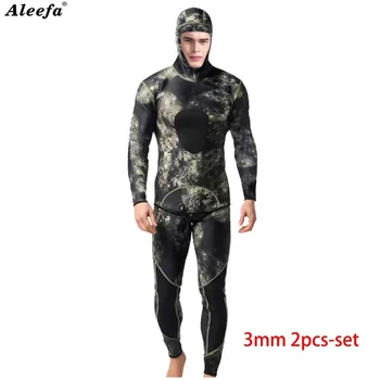 Мужской гидрокостюм для подводной охоты из неопрена 3 мм, комплект из 2 предметов, камуфляжный водолазный костюм, комбинезон для подводного серфинга в холодной воде, купальник