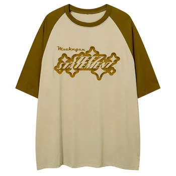 2023 Летняя футболка с 3D вышивкой в стиле ретро из 100% хлопка Harajuku, футболки, Мужская пара, Уличная одежда, Мужская одежда ropa