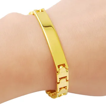 Браслет из желтого золота 24 карат, 4 мм, позолоченный модный браслет для женских и мужских ювелирных изделий, подарки