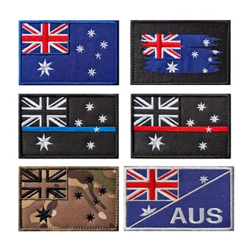Вышивка флага Австралии Нашивки на рюкзаке Этикетка из выстиранной ткани Наклейка с военным крючком и петлей Нарукавная повязка Аппликации на сумке для одежды