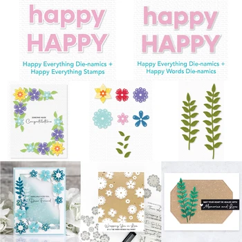 Плашки для резки металла Happy Flowers для поделок, скрапбукинга, изготовления бумажных карточек, шаблона для тиснения, декора бумажных карточек