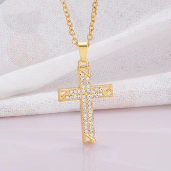Классическое ожерелье с крестом, инкрустированное цирконом, для мужчин и женщин, Религиозные молитвенные амулеты, ювелирные изделия, украшения для вечеринок