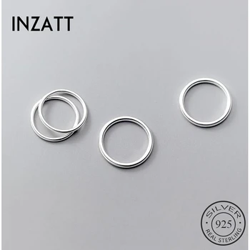 Круглое кольцо из настоящего серебра 925 пробы INZATT для модных женщин, минималистичные ювелирные украшения в стиле панк, геометрические аксессуары в подарок