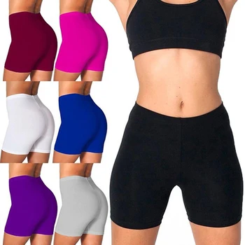 Женские шорты для йоги с контролем талии и живота, черные компрессионные спортивные шорты для бега на велосипеде, Удобные тонкие эластичные спортивные колготки