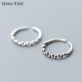 Uini-Tail горячее предложение, тибетское серебро 925 пробы, простая мода, милая маленькая круглая бусина, открытое кольцо, темперамент, индивидуальность, геометрические украшения