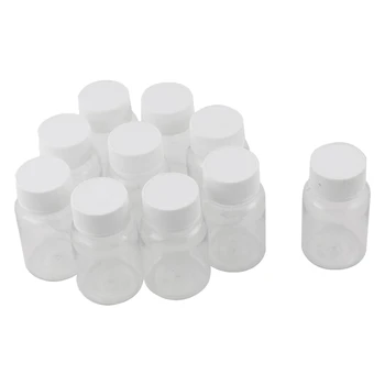 100шт Бутылок многоразового использования, 15 мл пластиковых ПЭТ Прозрачных пустых бутылок, контейнер с завинчивающейся крышкой, Прочный, простой в использовании, Белый