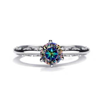 кольцо с Бриллиантом из стерлингового серебра 1ct D-VVS1 S925 Белого и Цветного Муассанита для женщин, изготавливающих ювелирные изделия