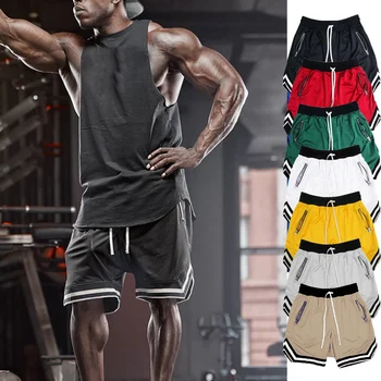 Мужские джоггеры для фитнеса, повседневные дышащие короткие спортивные баскетбольные шорты, сетчатые быстросохнущие спортивные шорты для мужчин, летние брюки