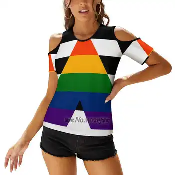 Однотонная сексуальная футболка с флагом Ally Pride, повседневные топы, футболки со шнуровкой на одно плечо, Корейские футболки с флагом Ally Pride, Ally Ally Pride