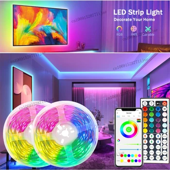 Светодиодные ленты для спальни Светодиодная подсветка телевизора Пульт дистанционного управления Bluetooth Неоновые огни Цветная светодиодная лента RGB5050 Рождественское украшение Luces LED