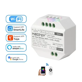 Miboxer Tuya WiFi Симисторный Диммер переменного тока AC 110V 220V 2.4G Push LED контроллер Работает С Alexa Google Home Smart Life App для светодиодной лампы