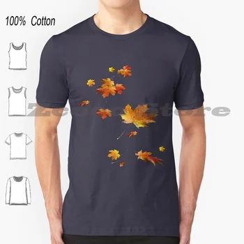 Осень Оставляет красивую спираль осенних цветов, мягкая модная футболка из 100% хлопка для мужчин и женщин, Осенние листья природы