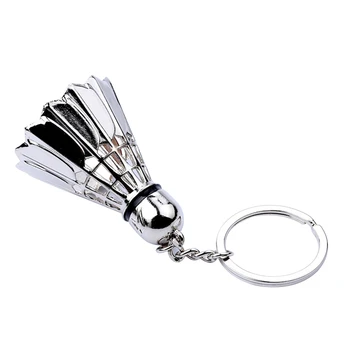 Креативная металлическая цепочка для ключей для бадминтона, сувенир для турнира по трехмерному бадминтону, брелок для ключей, подвеска для спорта, милая подвеска для спорта